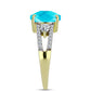 Inel din Argint 925 Placat cu Aur ( 2.88 grame ) cu Jad albastru și Topaz Alb 5 Carate