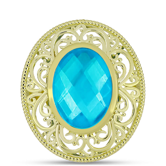 Inel din Argint 925 Placat cu Aur ( 7.26 grame ) cu Jad albastru 9.89 Carate