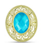 Inel din Argint 925 Placat cu Aur ( 7.26 grame ) cu Jad albastru 9.89 Carate