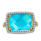 Inel din Argint 925 Placat cu Aur ( 3.26 grame ) cu Jad albastru și Topaz Alb 5.81 Carate