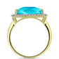 Inel din Argint 925 Placat cu Aur ( 3.26 grame ) cu Jad albastru și Topaz Alb 5.81 Carate