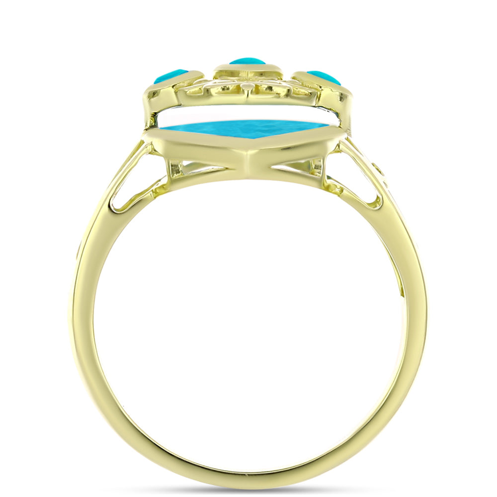 Inel din Argint 925 Placat cu Aur ( 5.69 grame ) cu Jad albastru 3.74 Carate 2 