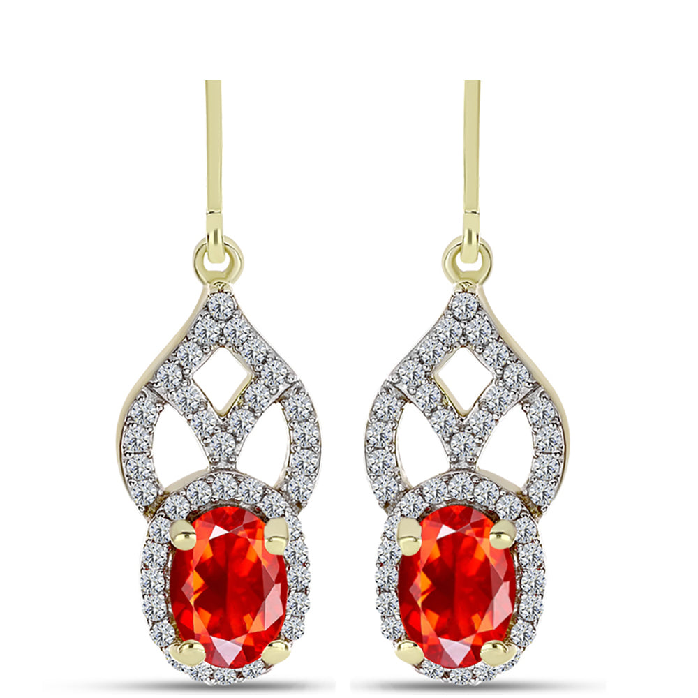 Cercei din Argint 925 Placat cu Aur ( 3.56 grame ) cu Opal de Foc Lega Dembi și Topaz Alb 1.54 Carate
