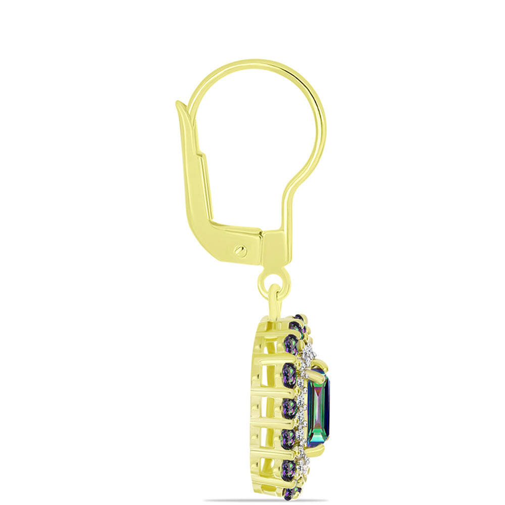 Cercei din Argint 925 Placat cu Aur ( 3.88 grame ) cu Cuarț Hematit Verde Mistic și Topaz Alb 2.5 Carate 2 