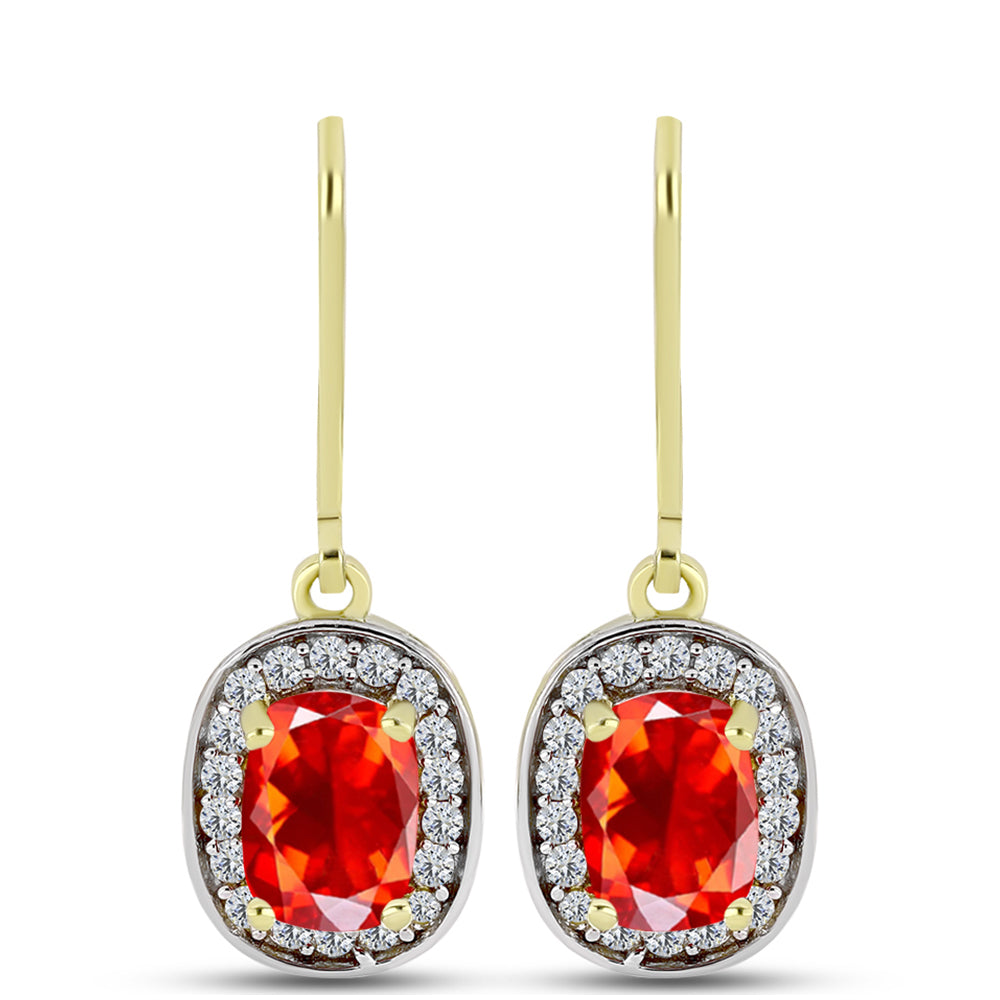 Cercei din Argint 925 Placat cu Aur ( 2.59 grame ) cu Opal de Foc Lega Dembi și Topaz Alb 1.48 Carate 1 