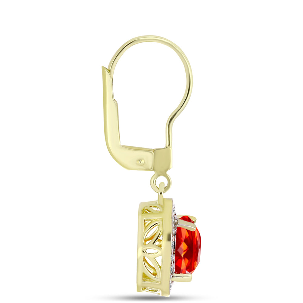Cercei din Argint 925 Placat cu Aur ( 2.59 grame ) cu Opal de Foc Lega Dembi și Topaz Alb 1.48 Carate 2 