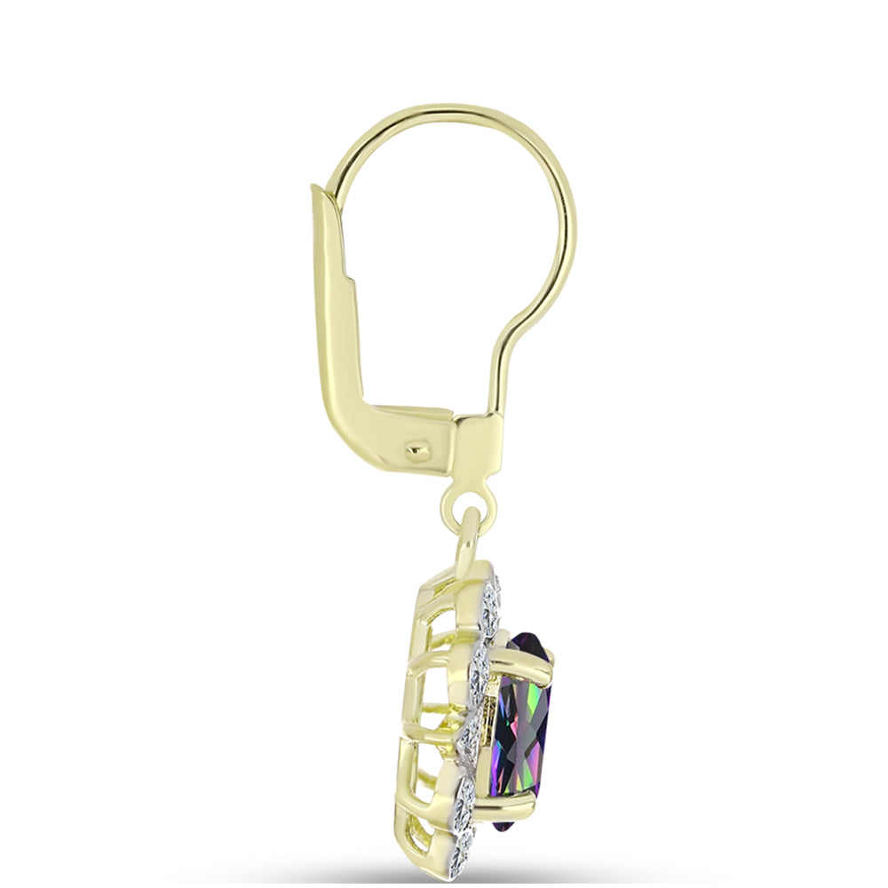 Cercei din Argint 925 Placat cu Aur ( 3.17 grame ) cu Cuarț Hematit Verde Mistic și Topaz Alb 2.49 Carate 2 