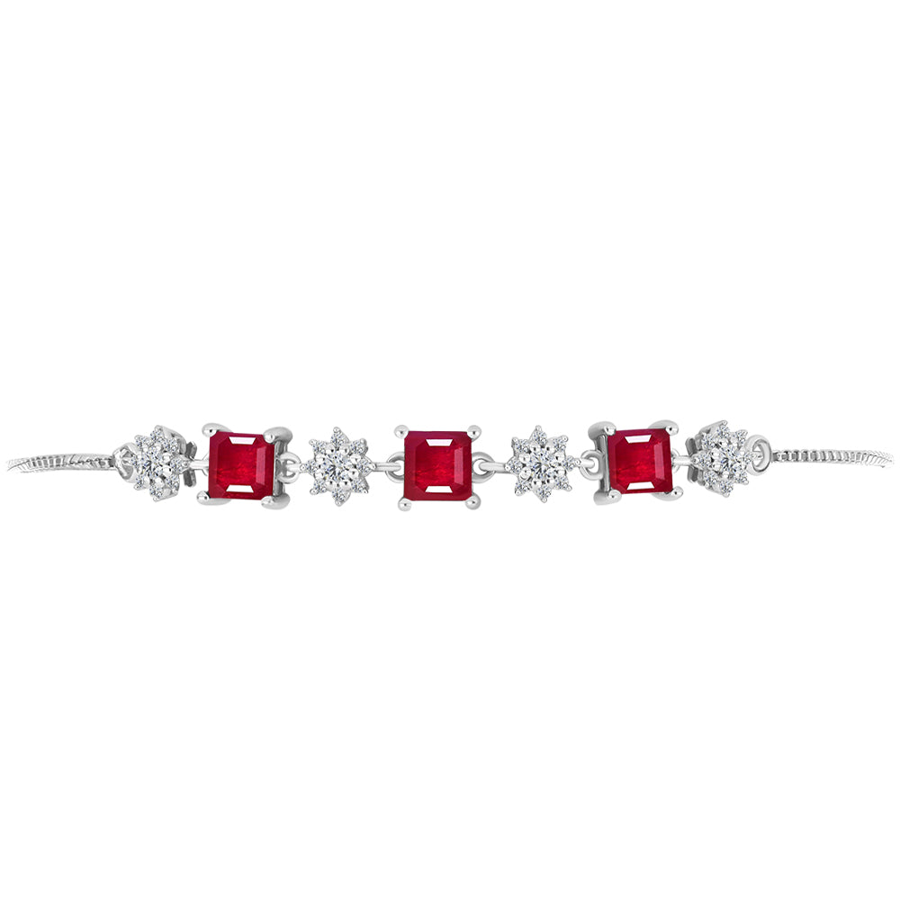 Brățară din Argint 925 ( 4.14 grame ) cu Rubin Malagasy și Topaz Alb 3.56 Carate 2 