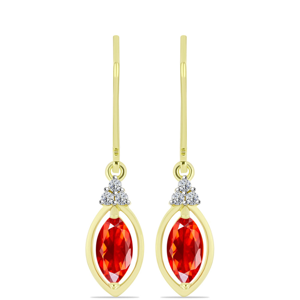 Cercei din Argint 925 Placat cu Aur ( 1.92 grame ) cu Opal de Foc Lega Dembi și Topaz Alb 0.78 Carate 1 