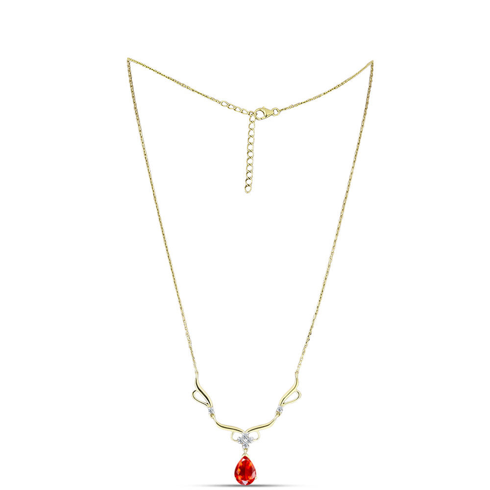Colier din Argint 925 Placat cu Aur ( 4.73 grame ) cu Opal de Foc Lega Dembi și Topaz Alb 1.39 Carate 1 