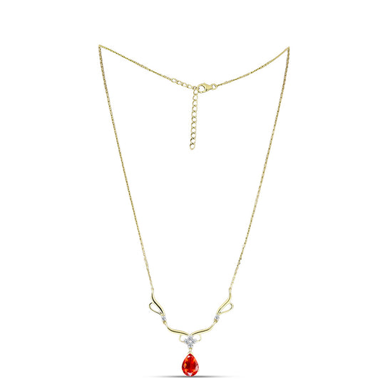 Colier din Argint 925 Placat cu Aur ( 4.73 grame ) cu Opal de Foc Lega Dembi și Topaz Alb 1.39 Carate