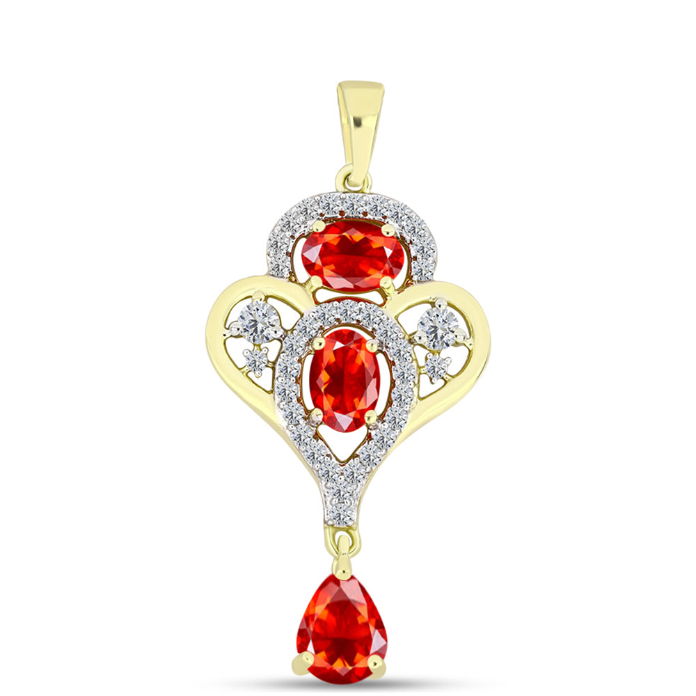 Pandantiv din Argint 925 Placat cu Aur ( 2.6 grame ) cu Opal de Foc Lega Dembi și Topaz Alb 1.57 Carate 1 