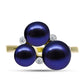 Inel din Argint 925 Placat cu Aur ( 3.2 grame ) cu Perlă de Cultură Neagră și Topaz Alb 6.57 Carate