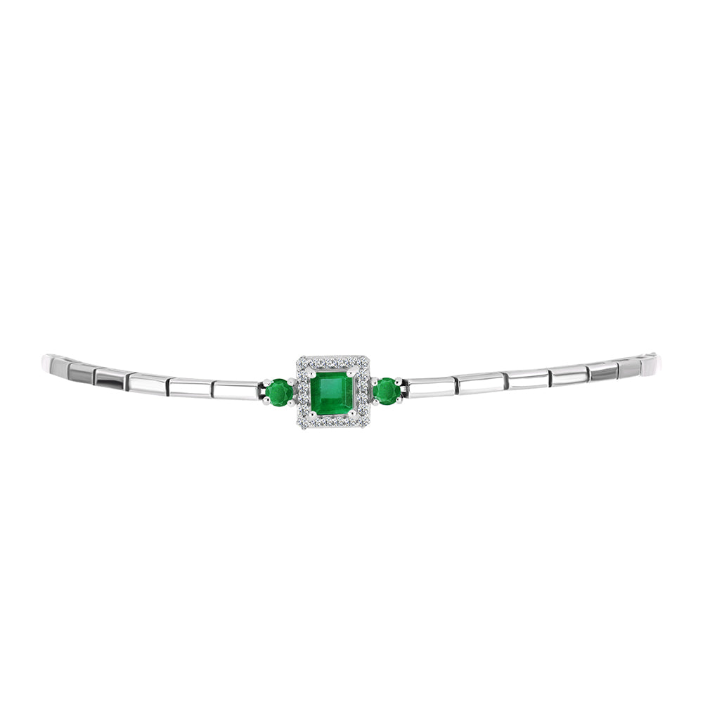 Brățară din Argint 925 ( 5.46 grame ) cu Smarald Zambian și Topaz Alb 1.15 Carate 2 