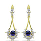 Cercei din Argint 925 Placat cu Aur ( 5.93 grame ) cu Perlă de Cultură Neagră și Topaz Alb 6.37 Carate