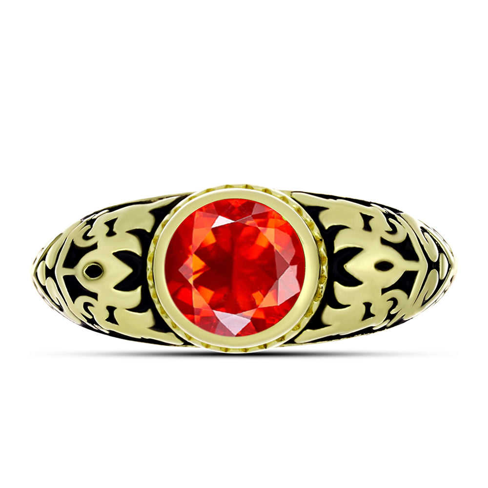 Inel din Argint 925 Placat cu Aur ( 5.08 grame ) cu Opal de Foc Lega Dembi 0.79 Carate 1 