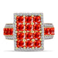 Inel din Argint 925 Placat cu Aur ( 6.74 grame ) cu Opal de Foc Lega Dembi și Topaz Alb 2.2 Carate