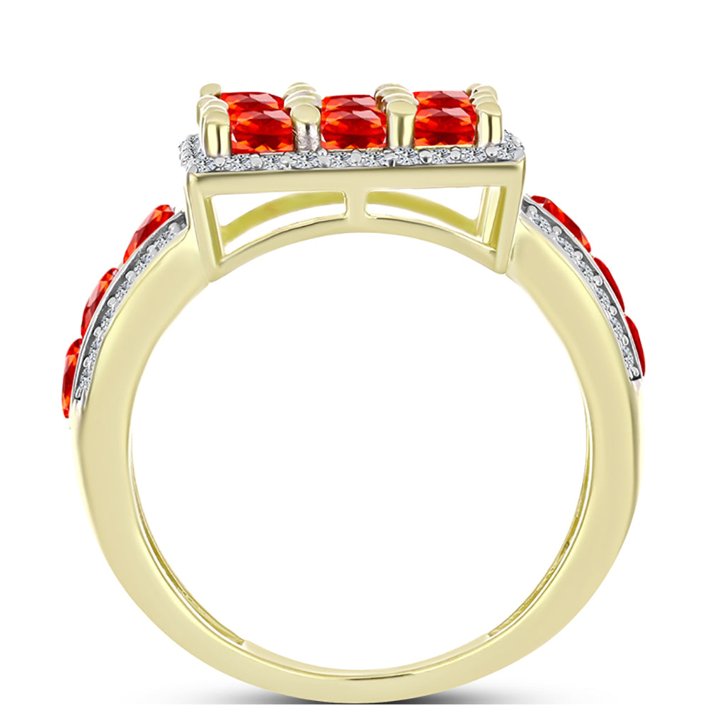 Inel din Argint 925 Placat cu Aur ( 6.74 grame ) cu Opal de Foc Lega Dembi și Topaz Alb 2.2 Carate 2 