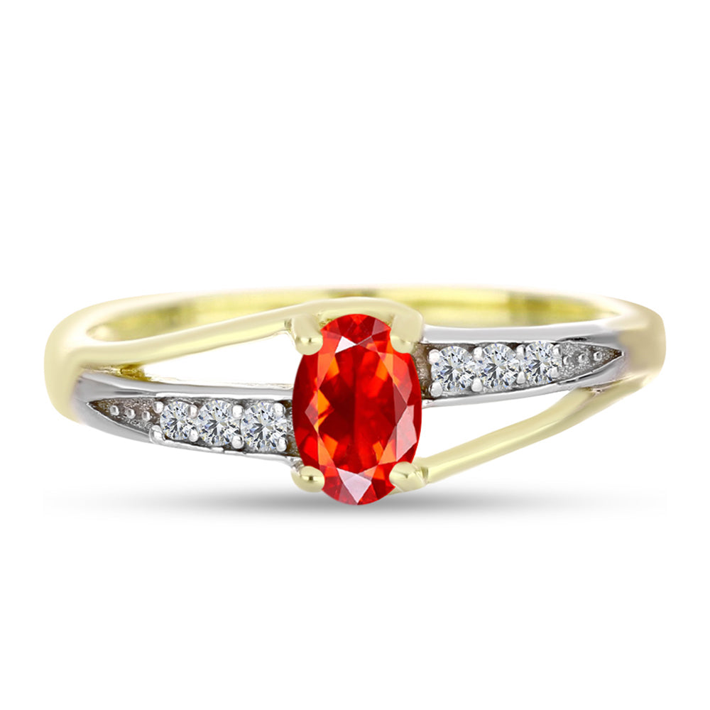Inel din Argint 925 Placat cu Aur ( 2.2 grame ) cu Opal de Foc Lega Dembi și Topaz Alb 0.39 Carate