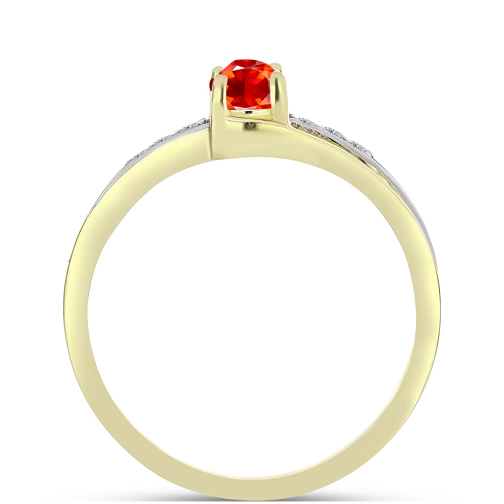 Inel din Argint 925 Placat cu Aur ( 2.2 grame ) cu Opal de Foc Lega Dembi și Topaz Alb 0.39 Carate