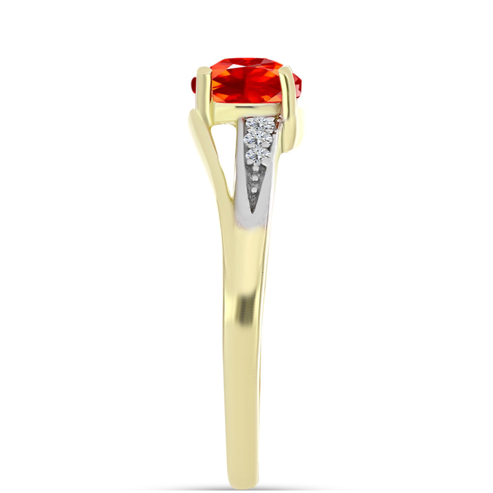 Inel din Argint 925 Placat cu Aur ( 2.2 grame ) cu Opal de Foc Lega Dembi și Topaz Alb 0.39 Carate