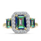 Inel din Argint 925 Placat cu Aur ( 2.66 grame ) cu Cuarț Hematit Verde Mistic și Topaz Alb 2.46 Carate