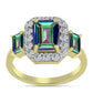 Inel din Argint 925 Placat cu Aur ( 2.66 grame ) cu Cuarț Hematit Verde Mistic și Topaz Alb 2.46 Carate