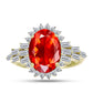 Inel din Argint 925 Placat cu Aur ( 2.8 grame ) cu Opal de Foc Lega Dembi și Zircon Alb 3.17 Carate