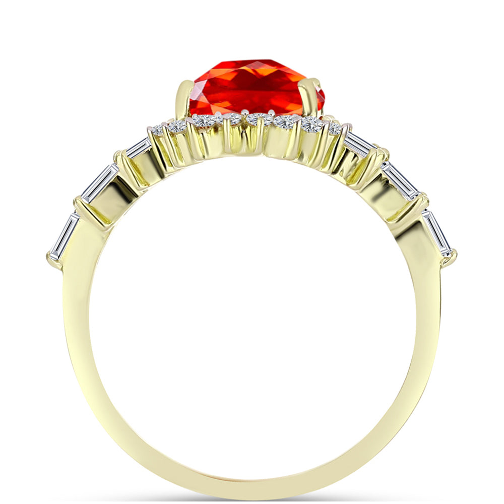 Inel din Argint 925 Placat cu Aur ( 2.8 grame ) cu Opal de Foc Lega Dembi și Zircon Alb 3.17 Carate