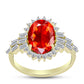 Inel din Argint 925 Placat cu Aur ( 2.8 grame ) cu Opal de Foc Lega Dembi și Zircon Alb 3.17 Carate