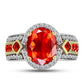 Inel din Argint 925 Placat cu Aur ( 4.81 grame ) cu Opal de Foc Lega Dembi și Topaz Alb 2.2 Carate