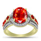 Inel din Argint 925 Placat cu Aur ( 4.81 grame ) cu Opal de Foc Lega Dembi și Topaz Alb 2.2 Carate