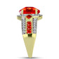 Inel din Argint 925 Placat cu Aur ( 4.81 grame ) cu Opal de Foc Lega Dembi și Topaz Alb 2.2 Carate