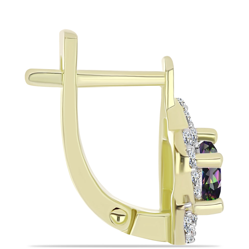 Cercei din Argint 925 Placat cu Aur ( 3.24 grame ) cu Cuarț Hematit Verde Mistic și Topaz Alb 1.16 Carate 2 