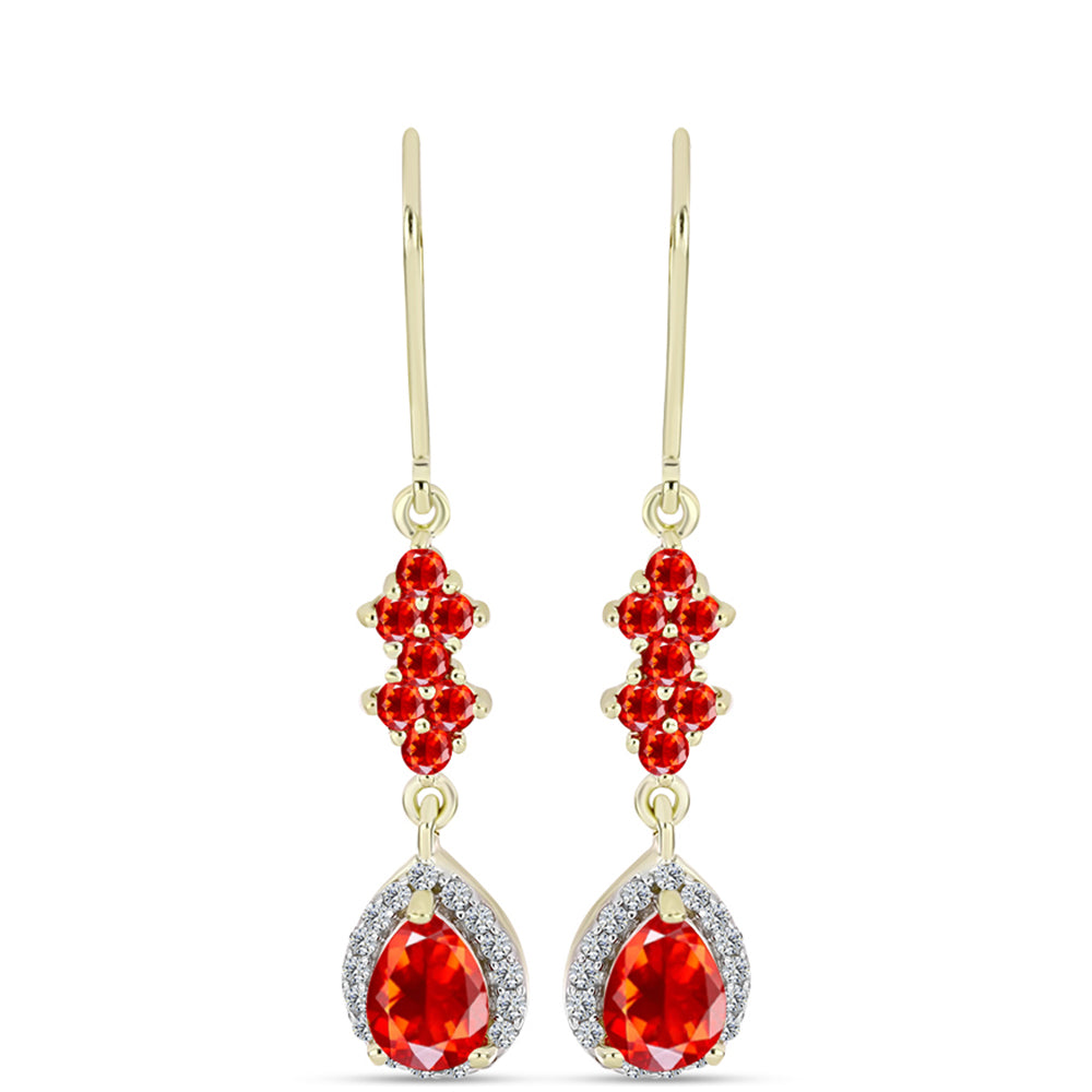 Cercei din Argint 925 Placat cu Aur ( 2.68 grame ) cu Opal de Foc Lega Dembi și Topaz Alb 1.46 Carate