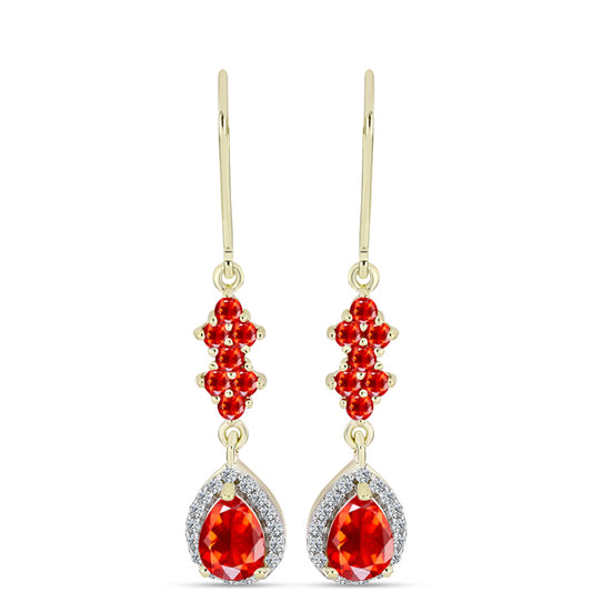 Cercei din Argint 925 Placat cu Aur ( 2.68 grame ) cu Opal de Foc Lega Dembi și Topaz Alb 1.46 Carate