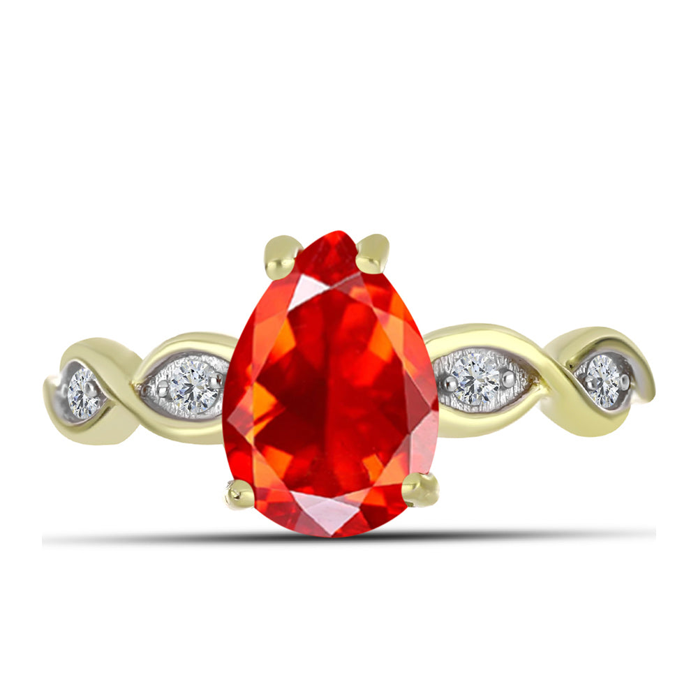 Inel din Argint 925 Placat cu Aur ( 2.09 grame ) cu Opal de Foc Lega Dembi și Topaz Alb 1.29 Carate 1 