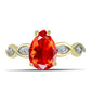 Inel din Argint 925 Placat cu Aur ( 2.09 grame ) cu Opal de Foc Lega Dembi și Topaz Alb 1.29 Carate