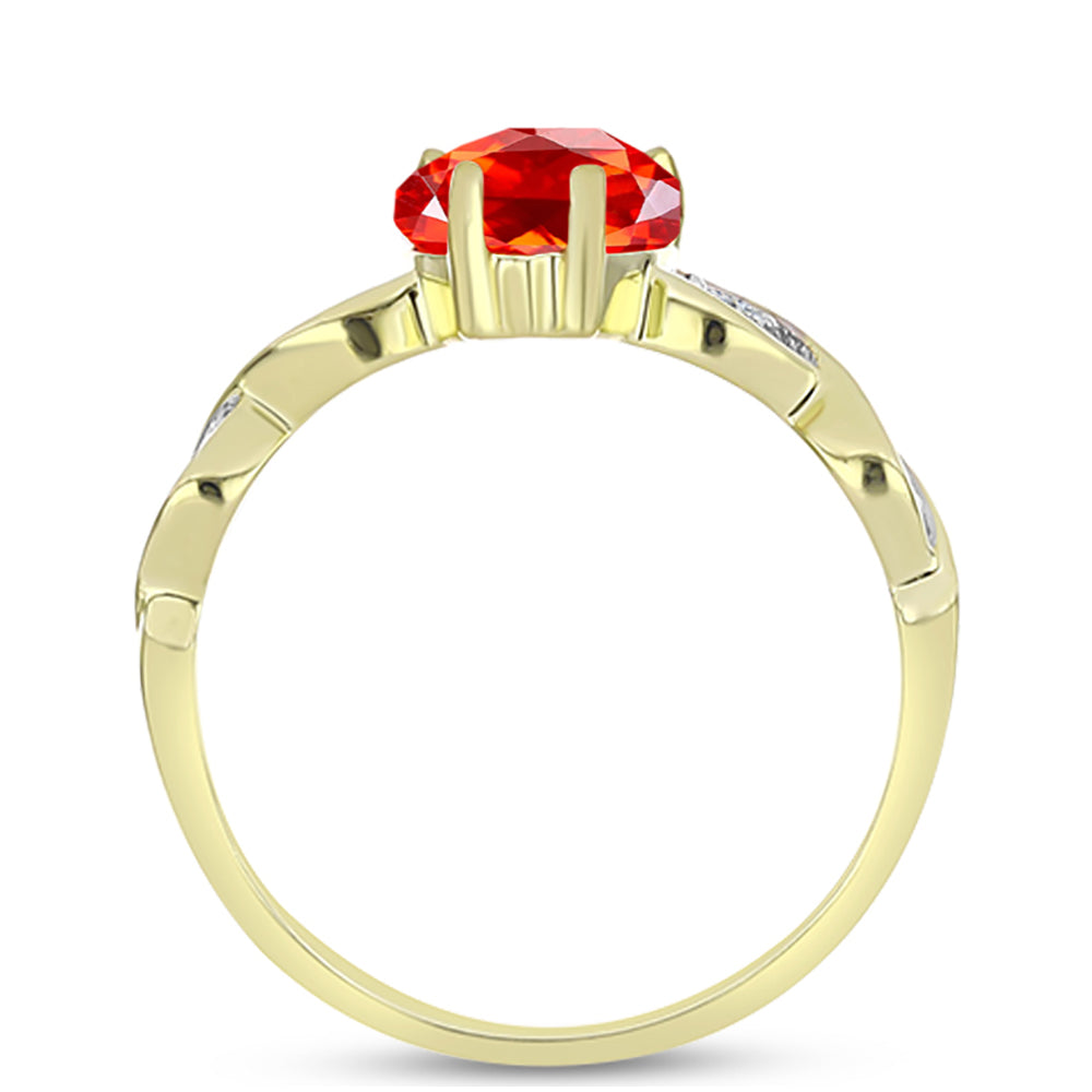 Inel din Argint 925 Placat cu Aur ( 2.09 grame ) cu Opal de Foc Lega Dembi și Topaz Alb 1.29 Carate