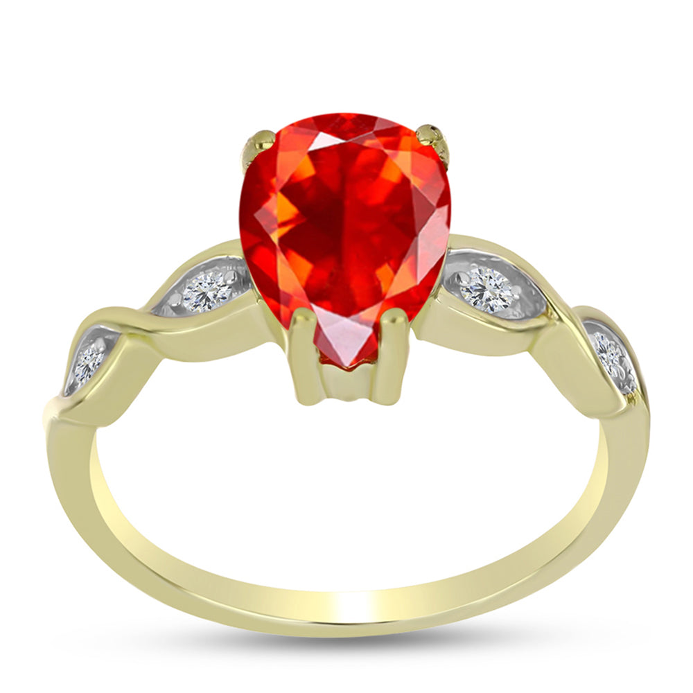 Inel din Argint 925 Placat cu Aur ( 2.09 grame ) cu Opal de Foc Lega Dembi și Topaz Alb 1.29 Carate