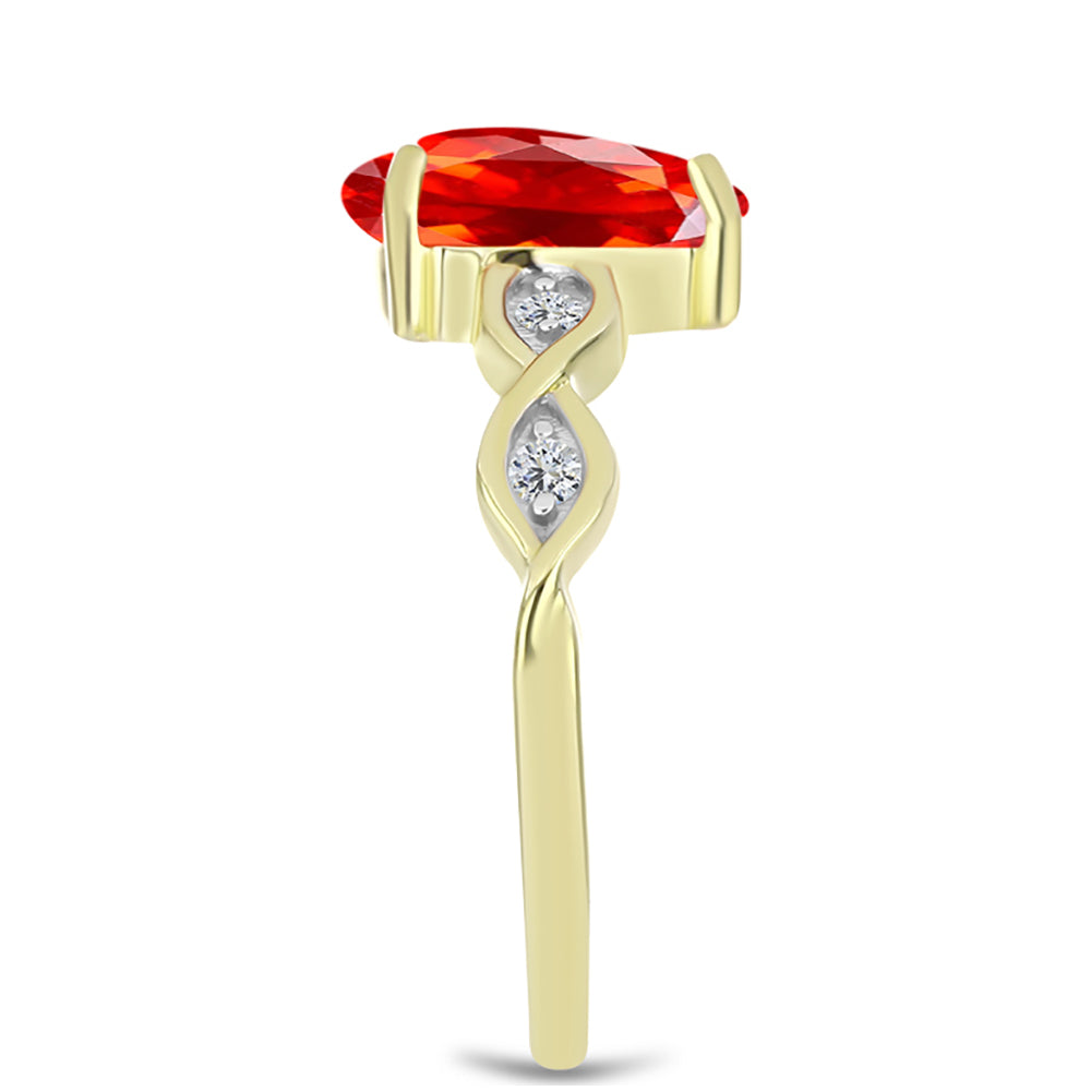 Inel din Argint 925 Placat cu Aur ( 2.09 grame ) cu Opal de Foc Lega Dembi și Topaz Alb 1.29 Carate