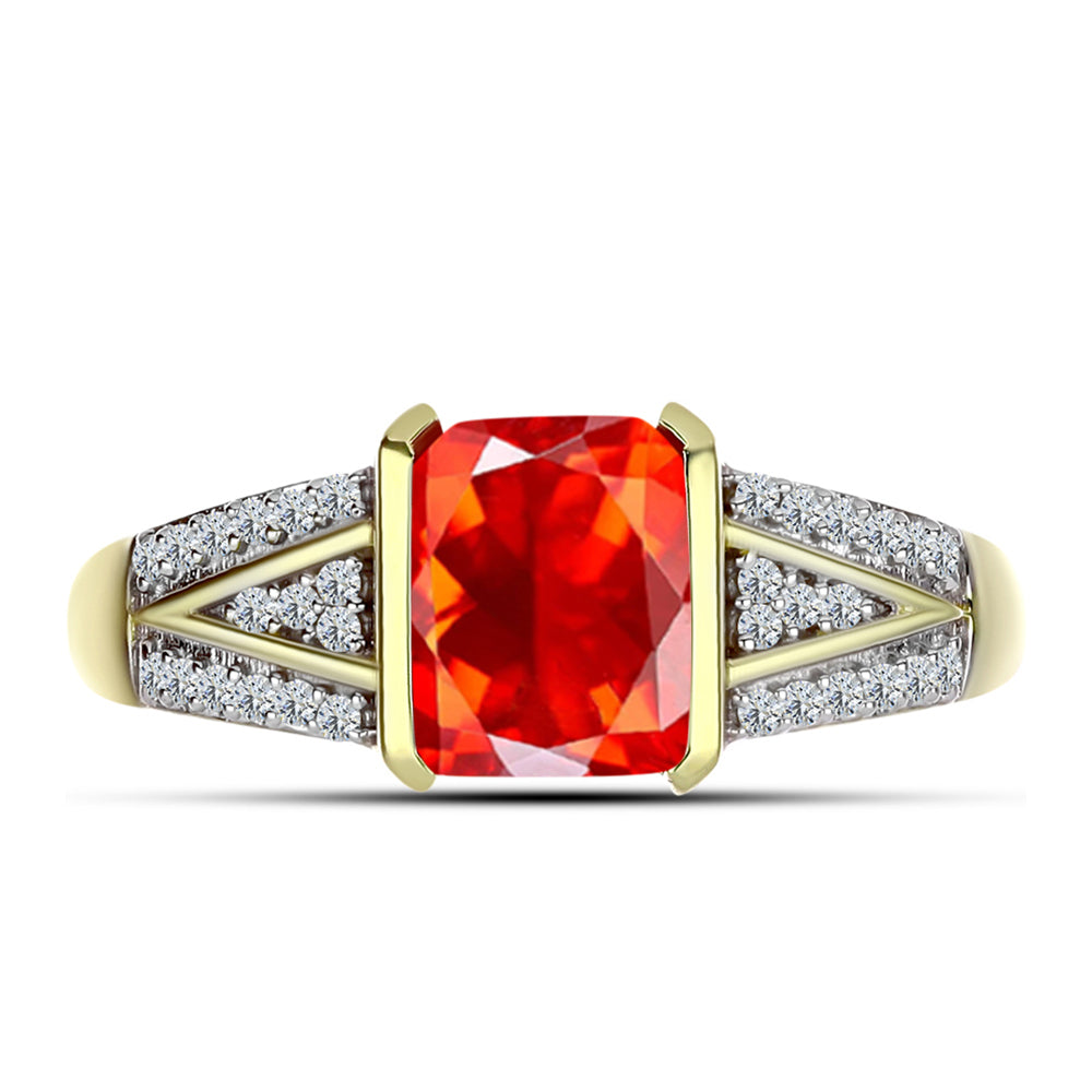 Inel din Argint 925 Placat cu Aur ( 3.15 grame ) cu Opal de Foc Lega Dembi și Topaz Alb 1.2 Carate