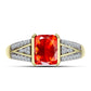 Inel din Argint 925 Placat cu Aur ( 3.15 grame ) cu Opal de Foc Lega Dembi și Topaz Alb 1.2 Carate