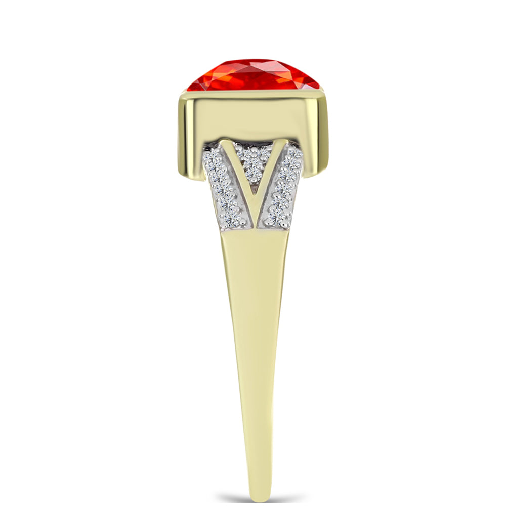 Inel din Argint 925 Placat cu Aur ( 3.15 grame ) cu Opal de Foc Lega Dembi și Topaz Alb 1.2 Carate