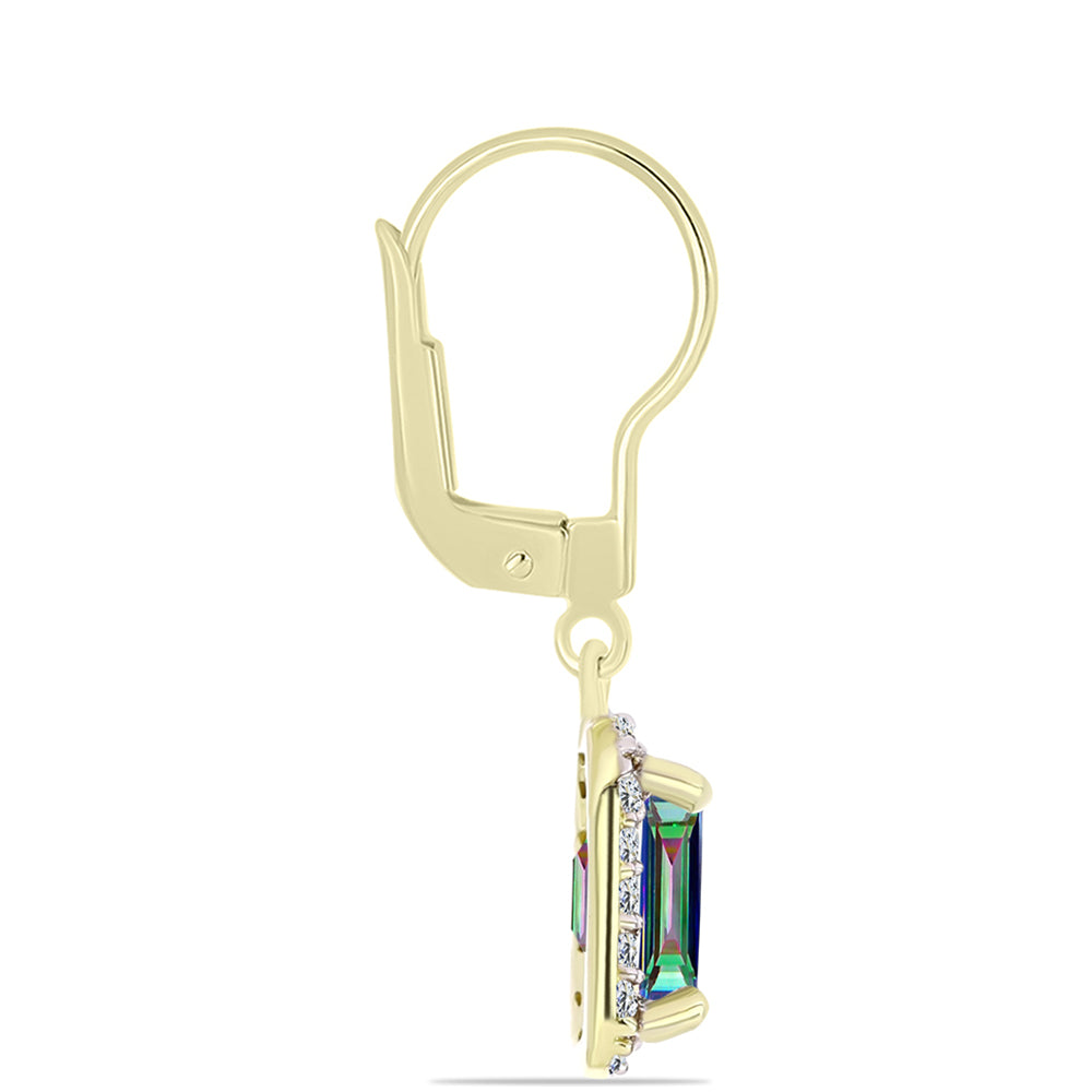 Cercei din Argint 925 Placat cu Aur ( 1.84 grame ) cu Cuarț Hematit Verde Mistic și Topaz Alb 2.06 Carate 2 