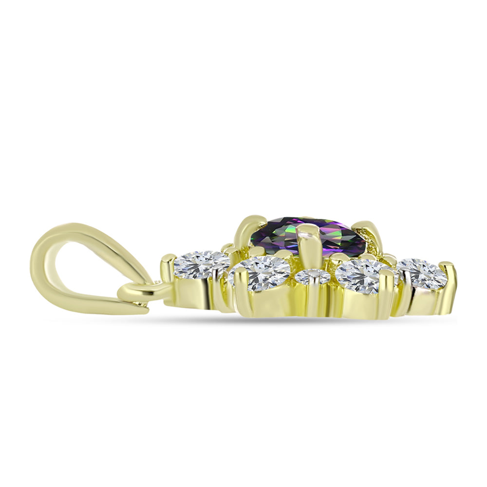 Pandantiv din Argint 925 Placat cu Aur ( 1.48 grame ) cu Cuarț Hematit Verde Mistic și Topaz Alb 1.79 Carate