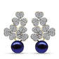 Cercei din Argint 925 Placat cu Aur ( 5.96 grame ) cu Perlă de Cultură Neagră și Topaz Alb 8.37 Carate