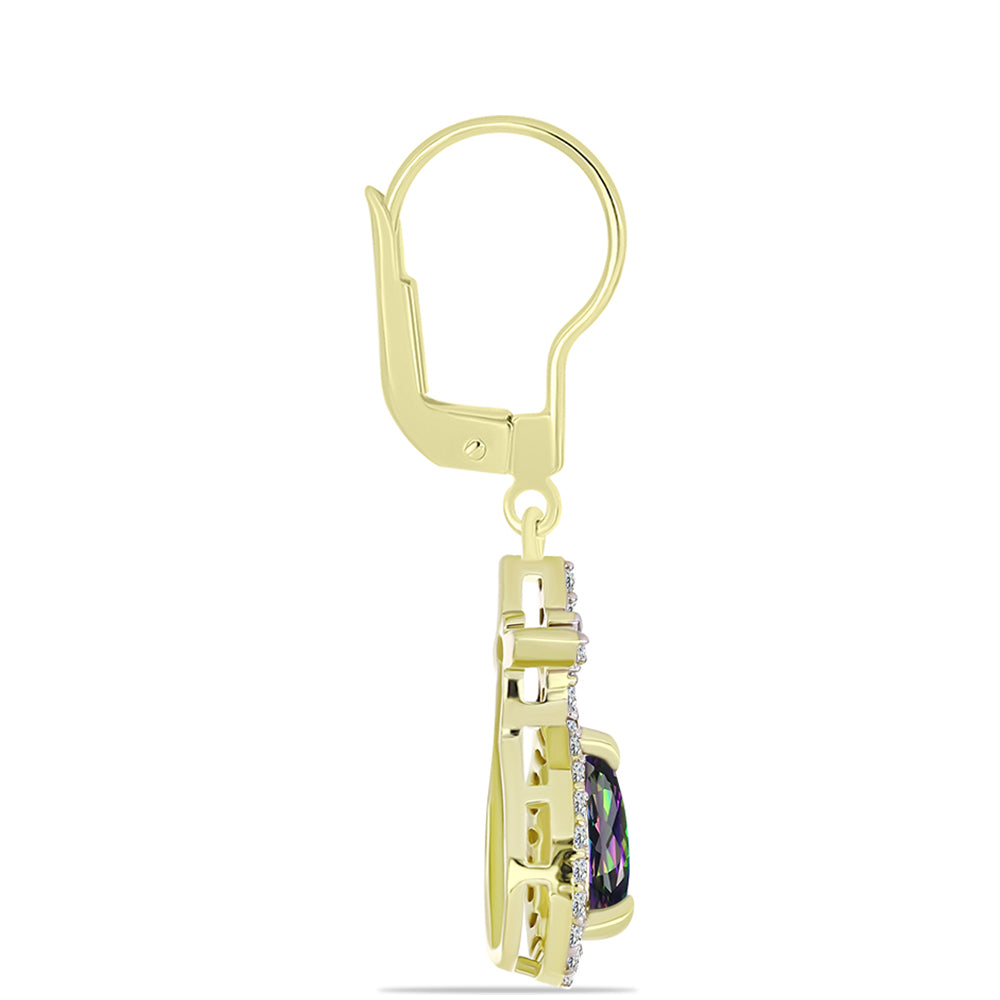 Cercei din Argint 925 Placat cu Aur ( 2.48 grame ) cu Cuarț Hematit Verde Mistic și Topaz Alb 1.63 Carate 2 
