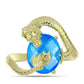 Inel din Argint 925 Placat cu Aur ( 4.36 grame ) cu Jad albastru 3.99 Carate