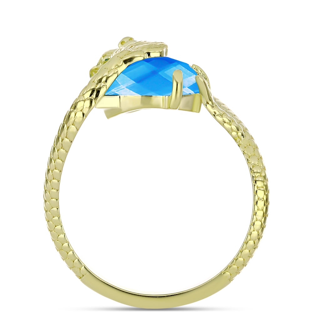 Inel din Argint 925 Placat cu Aur ( 4.36 grame ) cu Jad albastru 3.99 Carate 2 